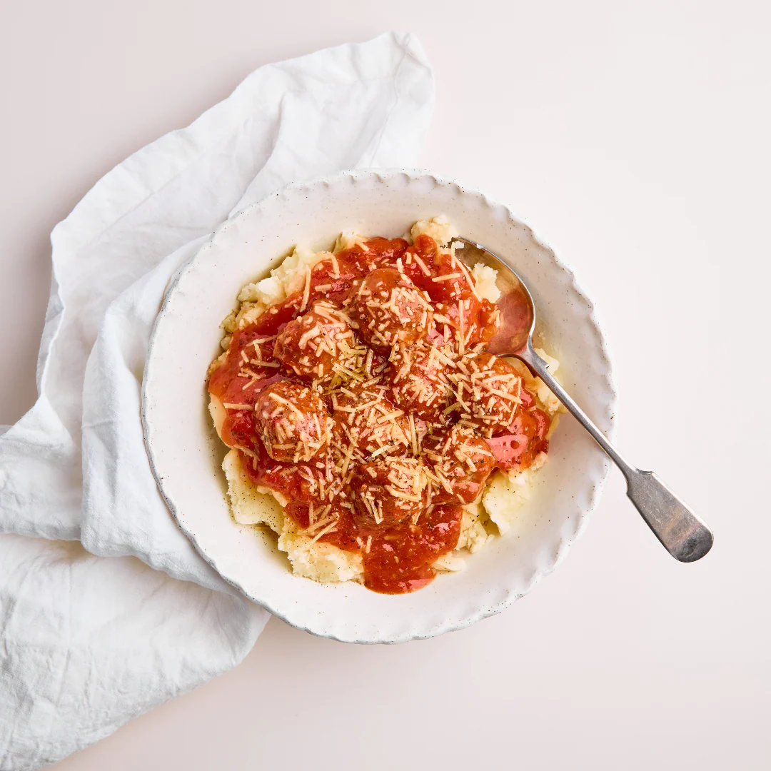 Grass-Fed Meatballs & Cauliflower Mash